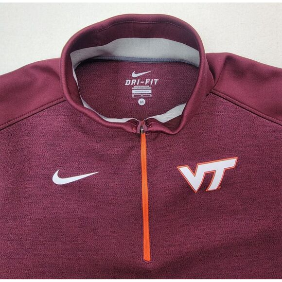 Nike Virginia Tech Hokies Maroon DRY-FIT Long Sleeve Half-Zip Mens M Pullover - Picture 8 of 11